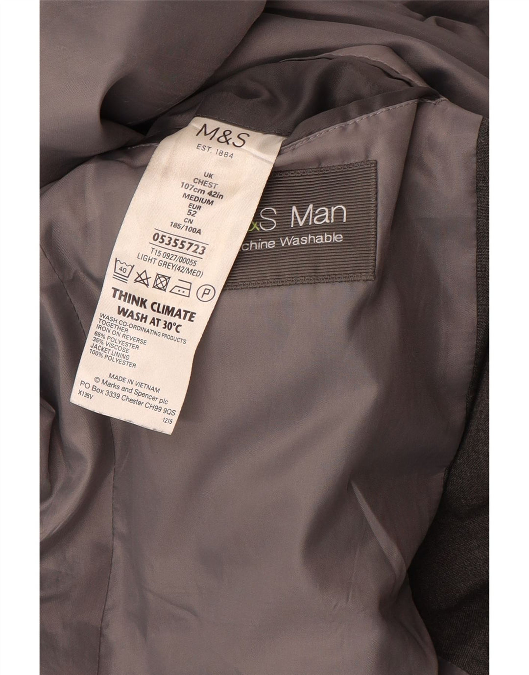 Marks & Spencer Herre 2-knaps blazerjakke UK 42 Stor grå polyester