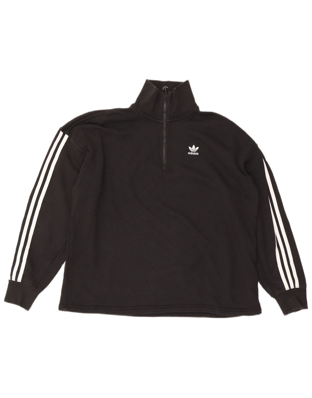Adidas Dame Oversized Sweatshirt Jumper UK 10 Small Black Bomuld