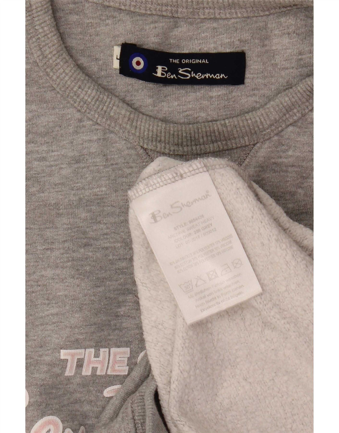 Ben Sherman Dame Grafisk Sweatshirt Jumper UK 16 Large Grey Flecked