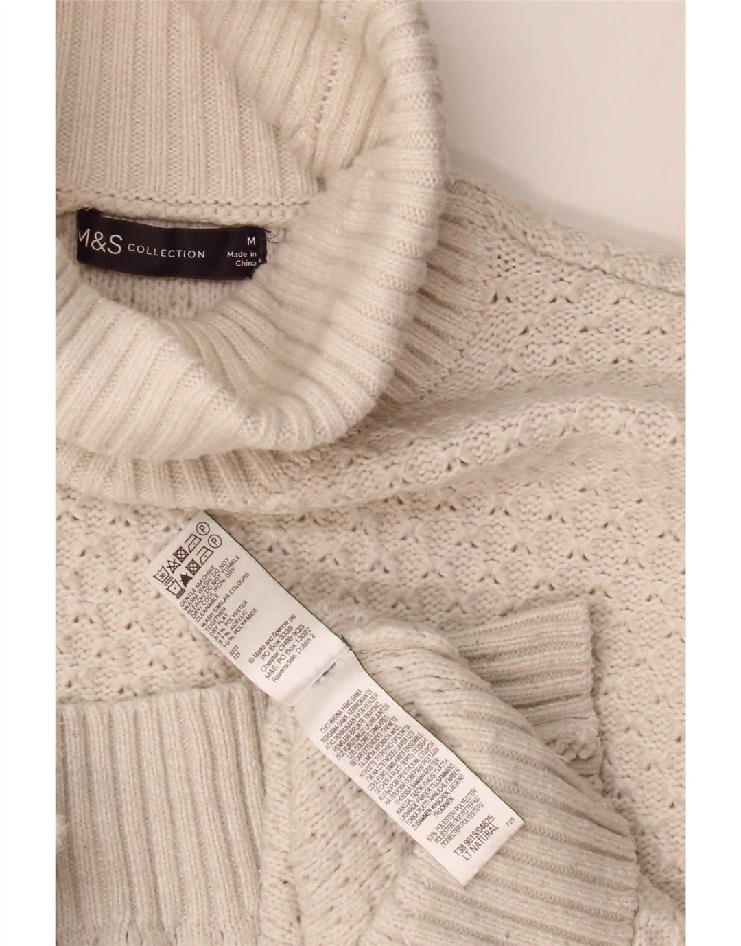 Marks & Spencer Dame Rullehals sweater UK 14 Medium Beige