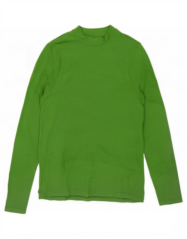 Marks & Spencer Dame Top Langærmet UK 14 Stor Grøn Flecked Modal