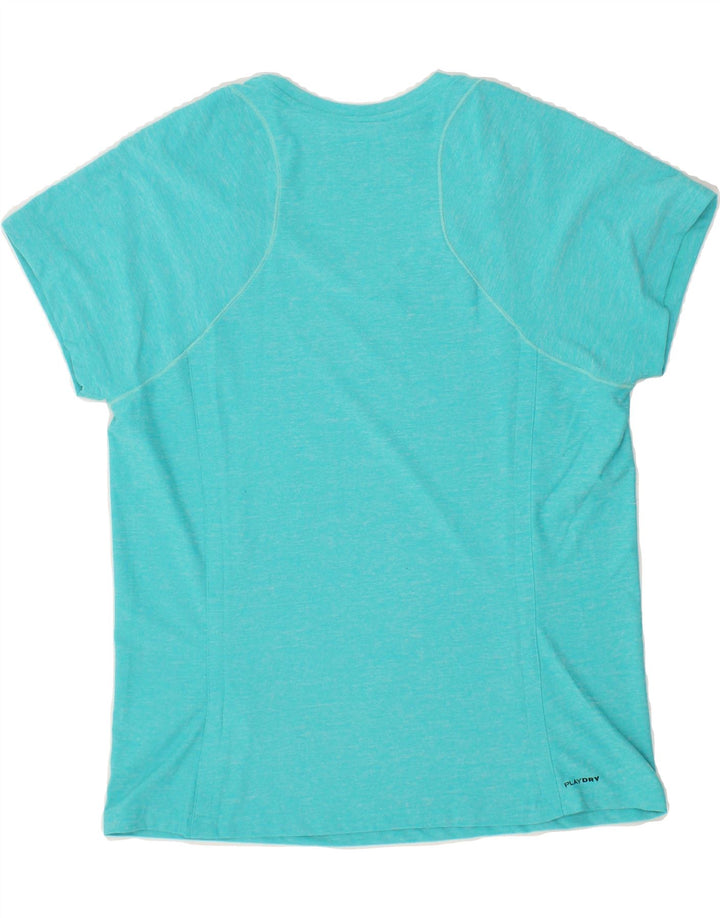 REEBOK Womens T-Shirt Top UK 14 Large Turquoise Polyester Vintage Reebok and Second-Hand Reebok from Messina Hembry 