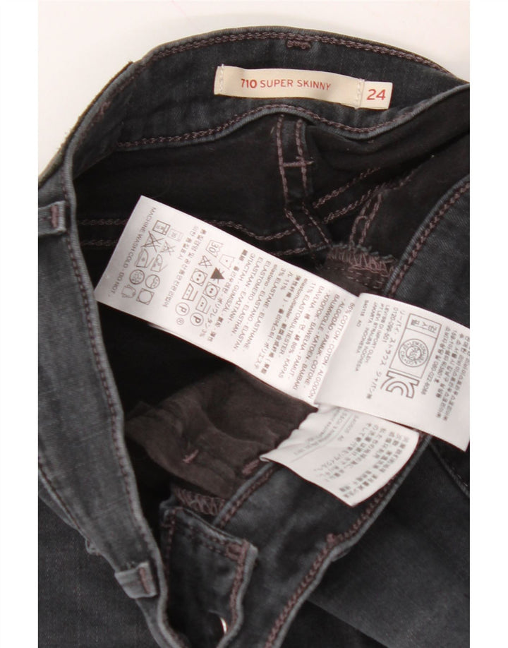 LEVI'S Womens 710 Super Skinny Jeans W24 L30 Black Cotton Vintage Levi's and Second-Hand Levi's from Messina Hembry 
