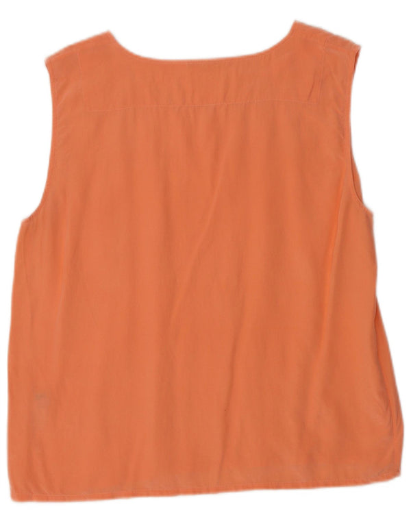 Vintage Dame ærmeløs bluse Top IT 40 Small Orange Silk