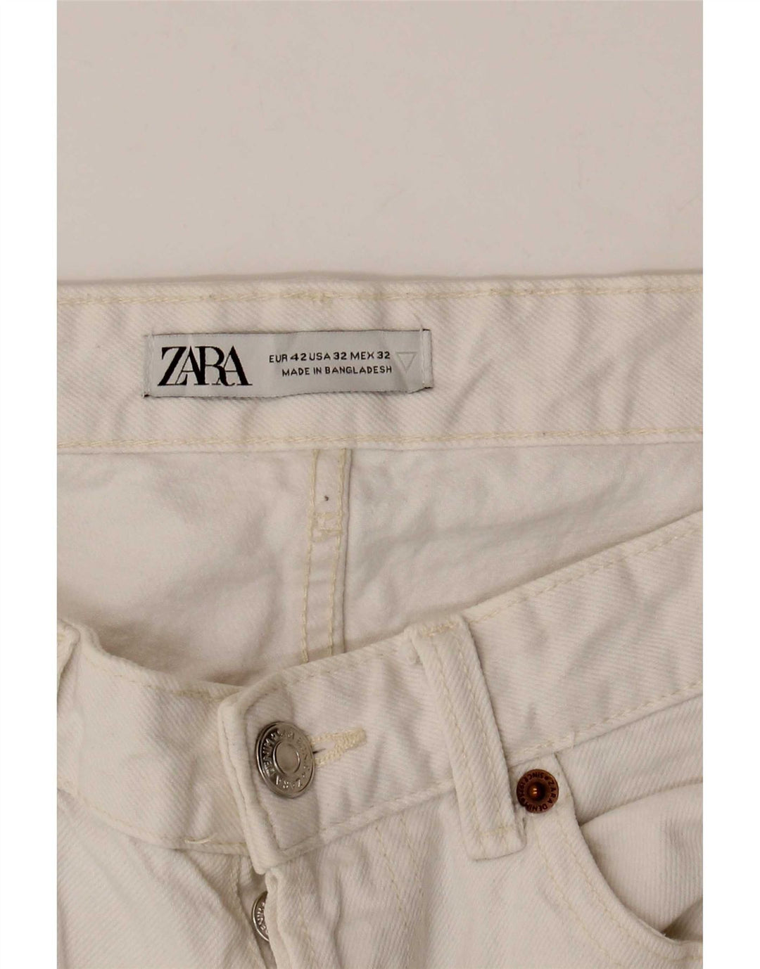 Zara Herre Cropped Slim Jeans EU 42 Large W32 L26 Hvid