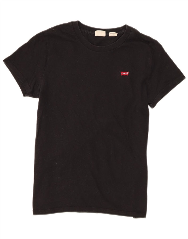 Levi's Dame T-Shirt Top UK 10 Lille Sort Bomuld