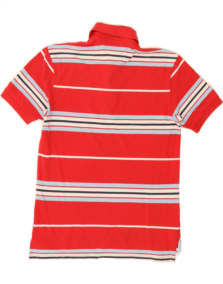 TOMMY HILFIGER Mens Polo Shirt Small Red Striped Cotton Vintage Tommy Hilfiger and Second-Hand Tommy Hilfiger from Messina Hembry 