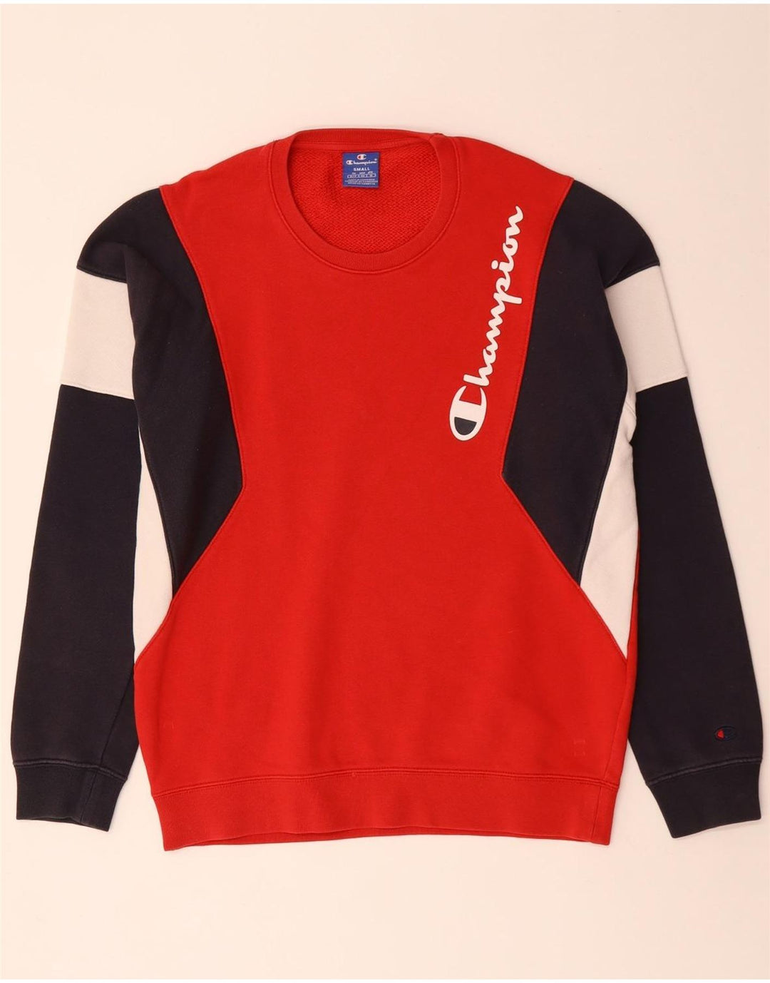 Champion Herre Grafisk Sweatshirt Jumper Lille Rød Colourblock Bomuld