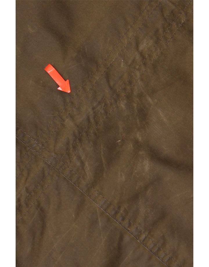 Barbour Dame Hætte Vokset Bomuldsjakke UK 12 Medium Khaki Bomuld