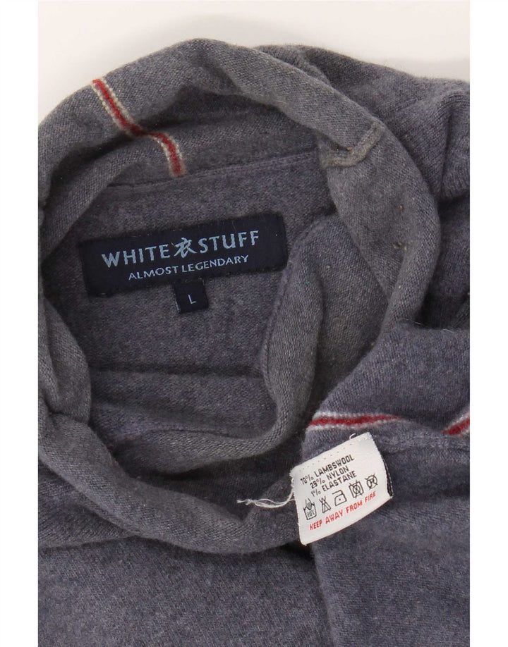White Stuff Herre Roll Neck Jumper Sweater Stor Blå Lammeuld