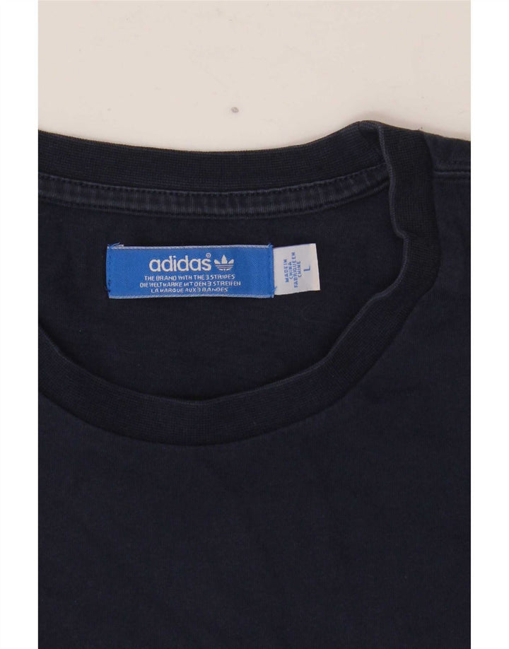 Adidas Herre T-Shirt Top Stor Marineblå Stribet