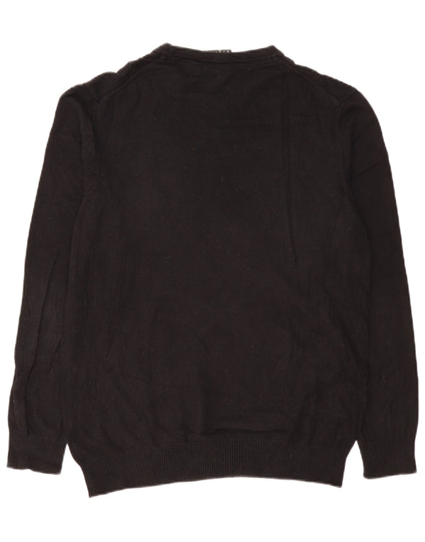 Lyle & Scott Herre sweater med rund hals, medium sort bomuld