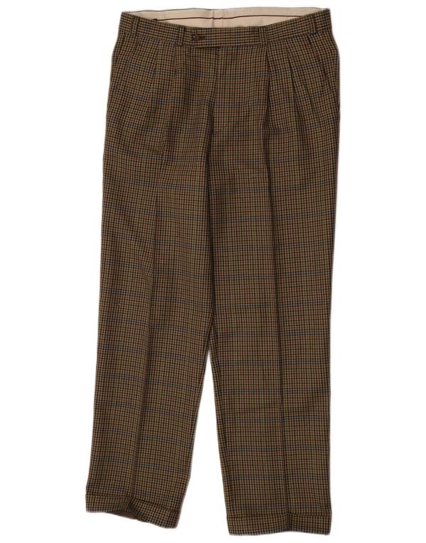 WESTBURY Mens Pegged Suit Trousers IT 50 Large W35 L32 Brown Houndstooth