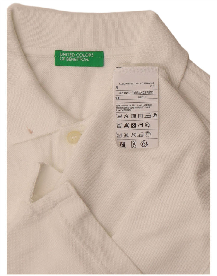 Benetton Boys Polo Shirt 6-7 år Lille hvid bomuld