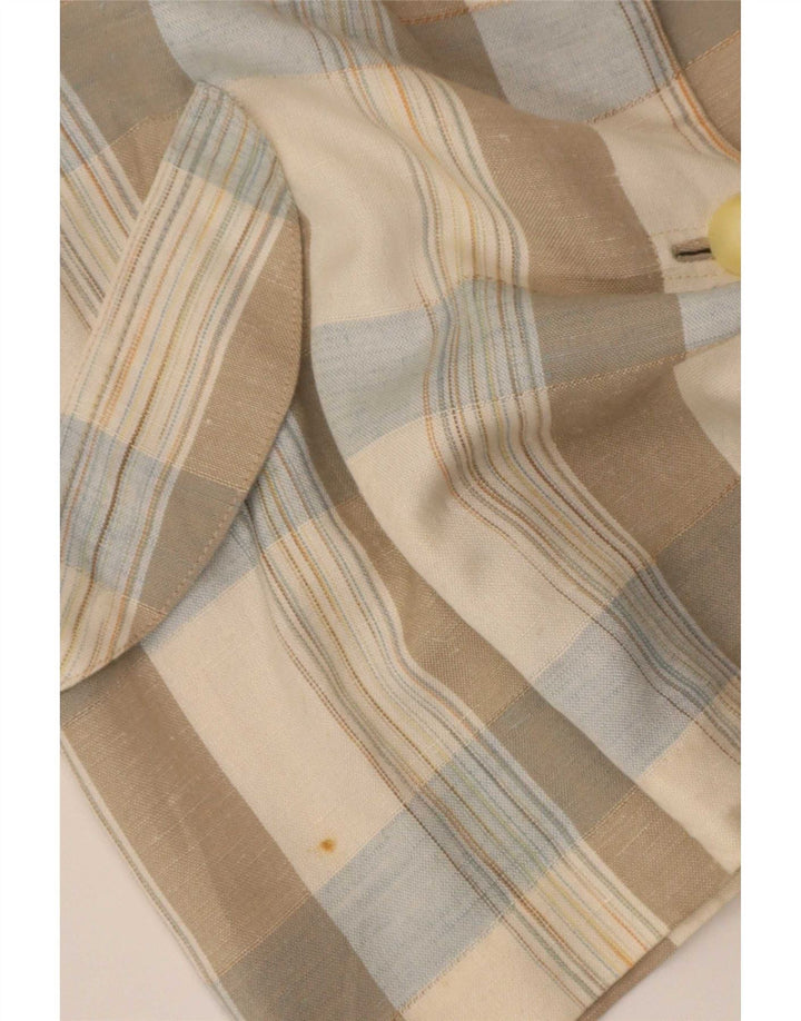 Vintage dame 2-knaps blazerjakke UK 14 Medium Beige Check