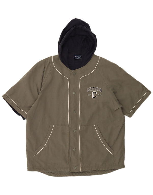 Champion Mens Short Sleeve Tracksuit Top Jacket 2XL Khaki Colourblock