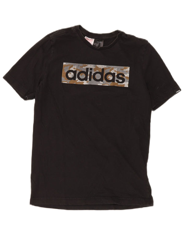 ADIDAS drenge grafisk t-shirt top 13-14 år sort bomuld