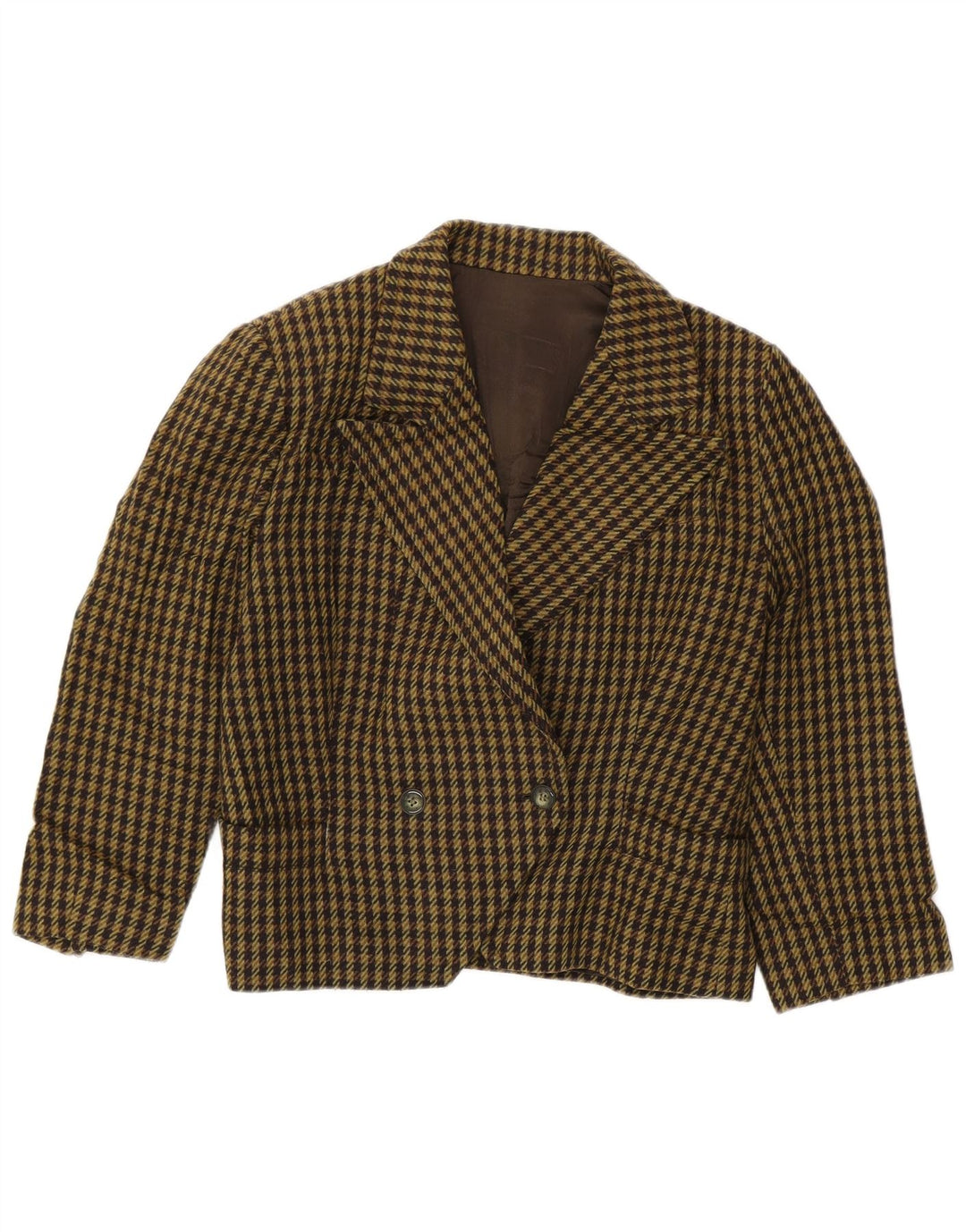 Vintage Dame Dobbeltradet Blazer Jacket UK 10 Small Green Houndstooth