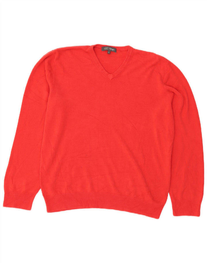 Marks & Spencer Herre V-hals sweater XL Rød Akryl