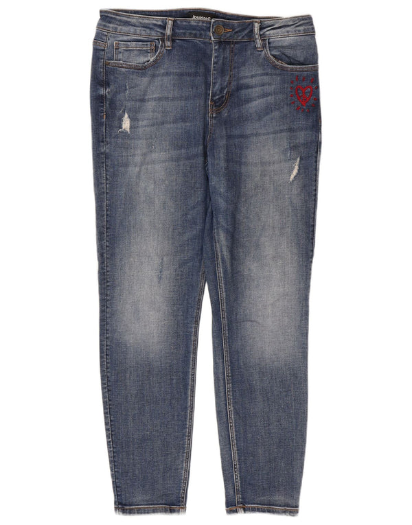 Desigual Dame Distressed Slim Jeans W32 L26 Blå Bomuld