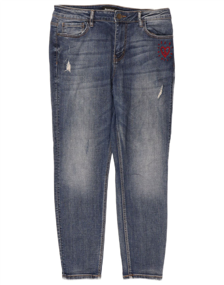 Desigual Dame Distressed Slim Jeans W32 L26 Blå Bomuld