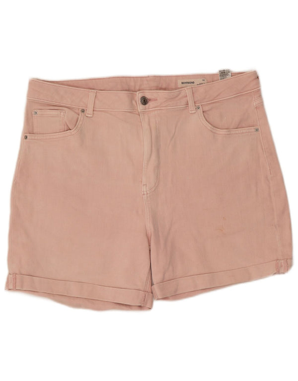 Marks & Spencer Dame højtaljede denimshorts UK 16 Large W36 Pink Bomuld