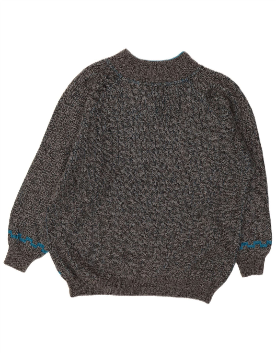VINTAGE Mens Crew Neck Jumper Sweater Large Grey Argyle/Diamond