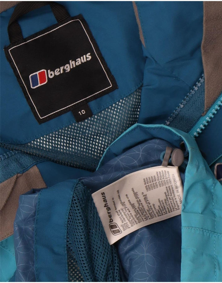 Berghaus Dame Hætte Oversized Regnjakke UK 10 Lille Blå Nylon