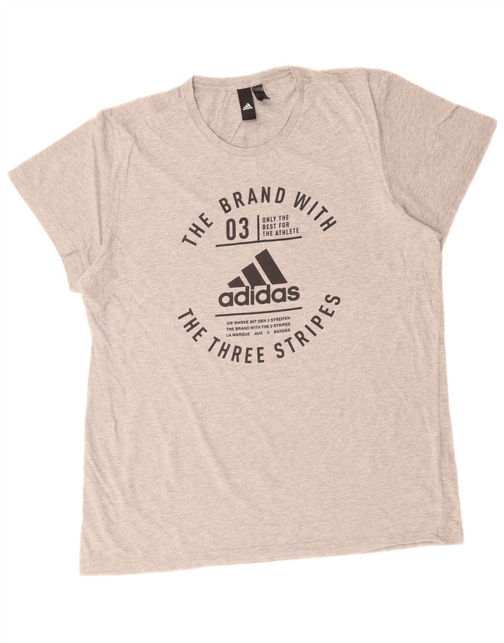 Adidas Herre grafisk T-shirt top mellemgrå bomuld