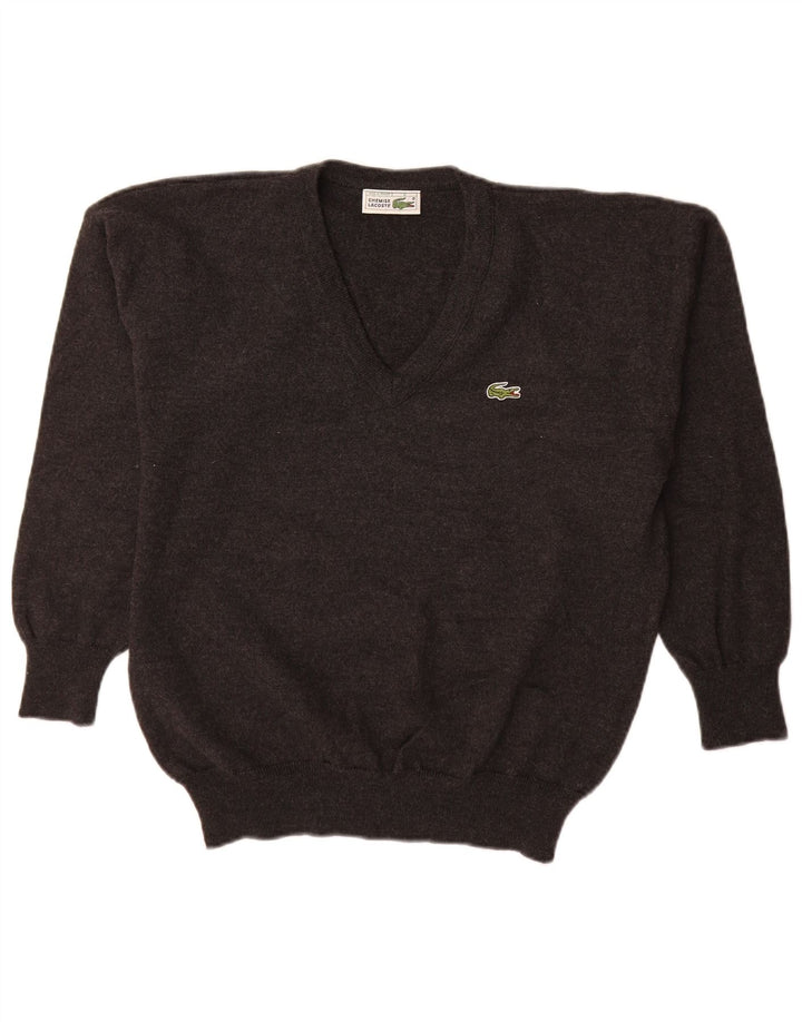 Lacoste Herre V-hals sweater Størrelse 6 XL Grå Ny Uld
