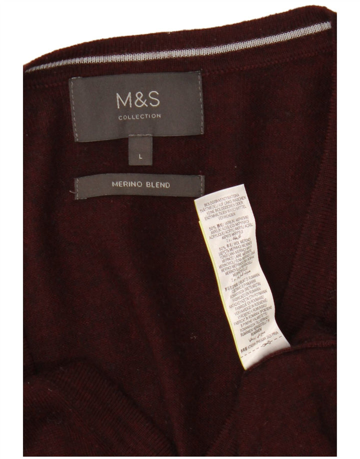 MARKS & SPENCER Dame cardigan sweater UK 16 Large Bourgogne Flecked Uld