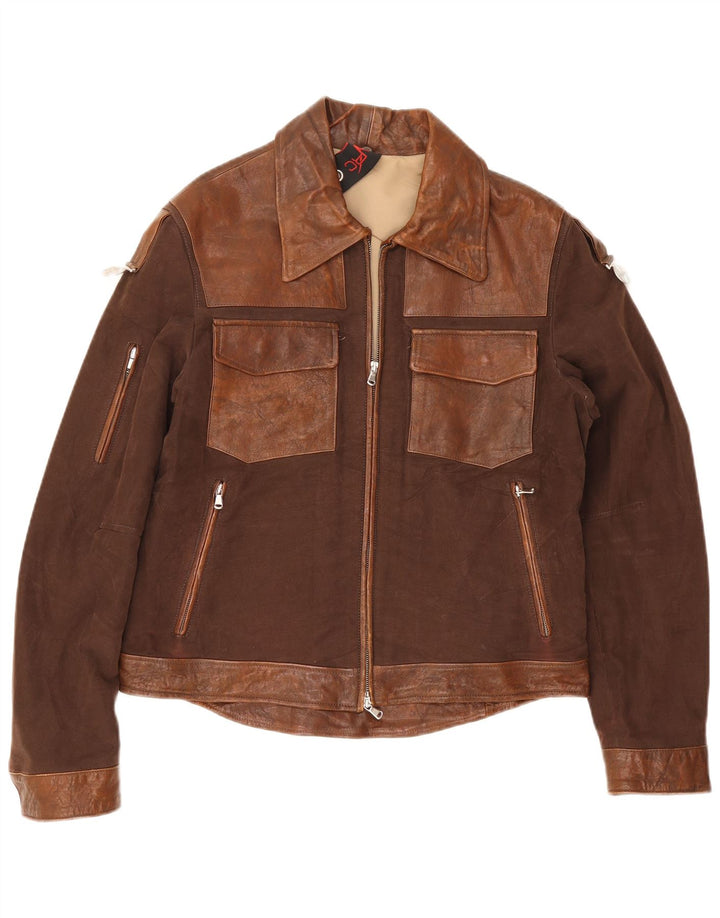 Vintage dame læderjakke UK 20 2XL Brun