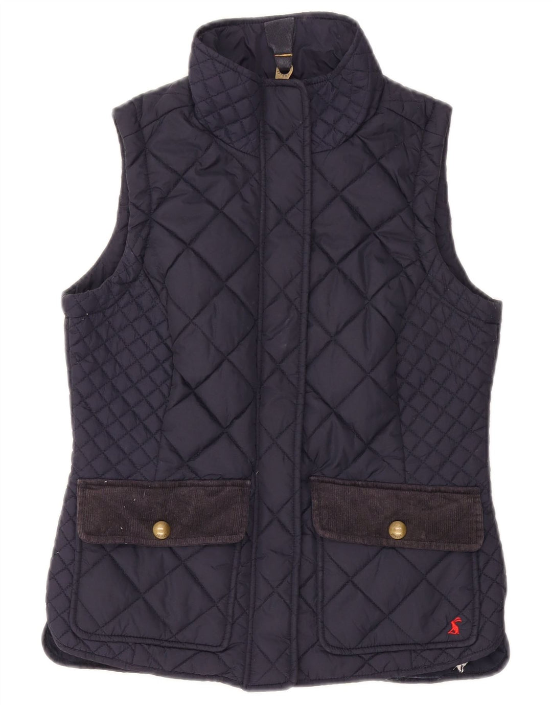 JOULES Dame Quilted Gilet UK 8 Small Navy Blue Polyester
