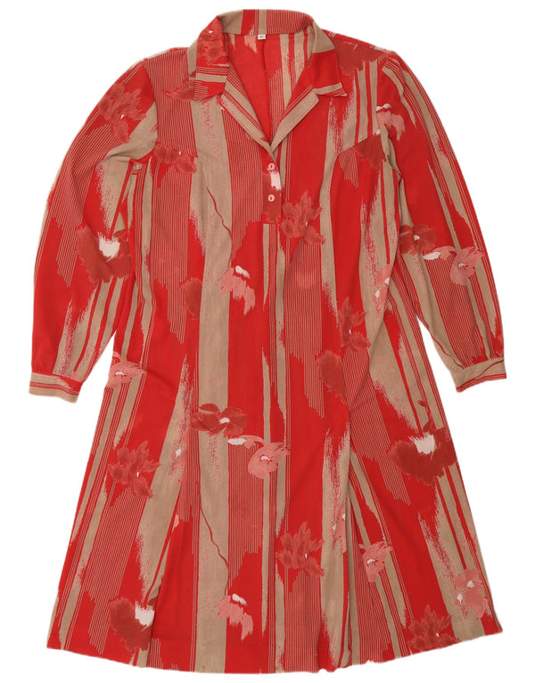 Vintage Dame Langærmet Skjortekjole IT 47 Large Red Floral