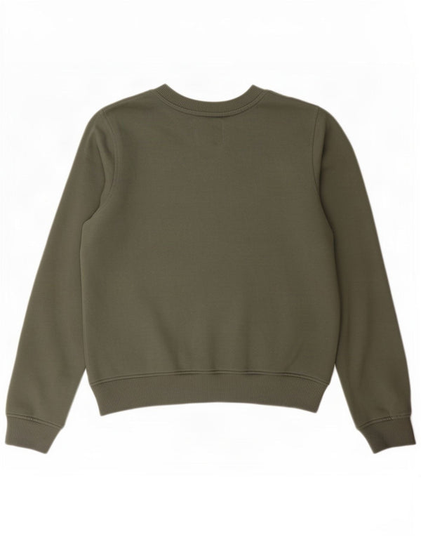 G-Star Dame Grafisk Oversized Sweatshirt Jumper UK 10 Small Khaki Cotton