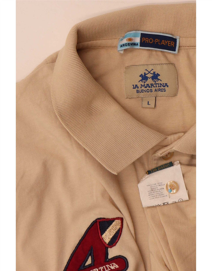 La Martina Herre Grafisk Polo Shirt Stor Beige Bomuld