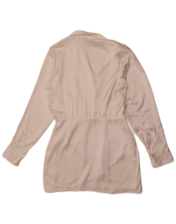 ZARA Dame Pullover Shirt Dress UK 14 Medium White Silke