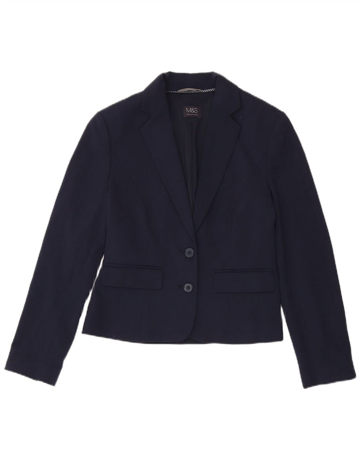 Marks & Spencer Dame 2 Button Blazer Jacket UK 8 Small Navy Blue