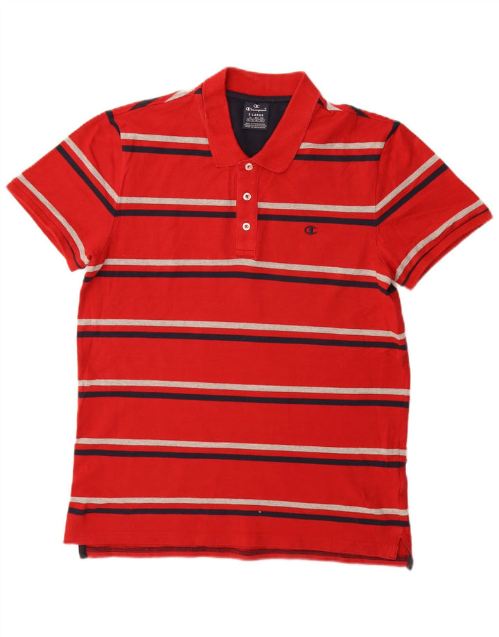 Champion herre poloshirt XL rødstribet