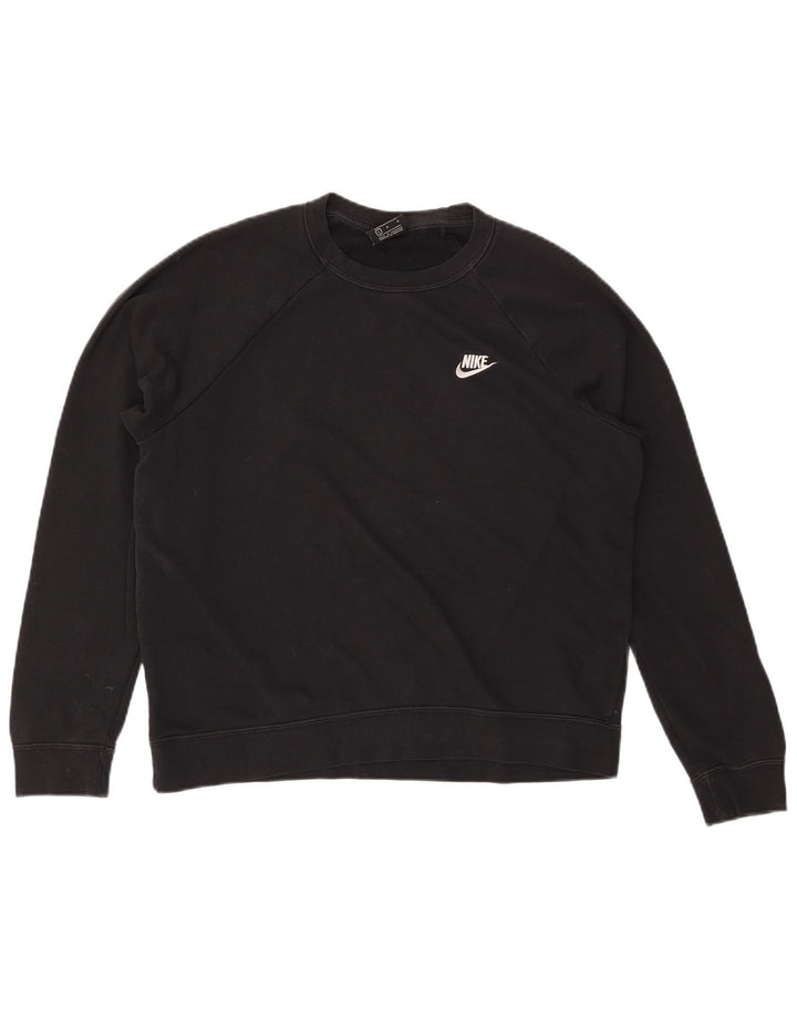 NIKE Sweatshirt Jumper UK 16 Stor sort bomuld