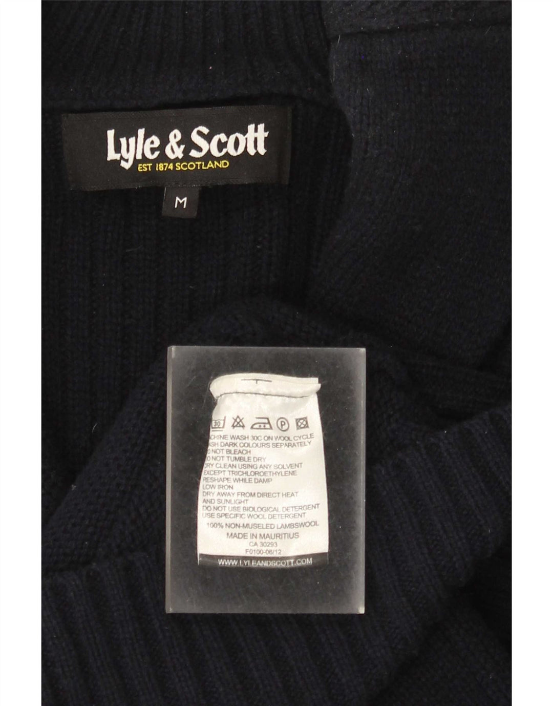 Lyle & Scott Herre cardigan sweater Medium marineblå lammeuld