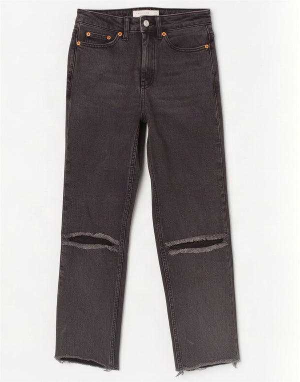 Topshop Womens Distressed Cropped Jeans W25 L24 Grey Polyester