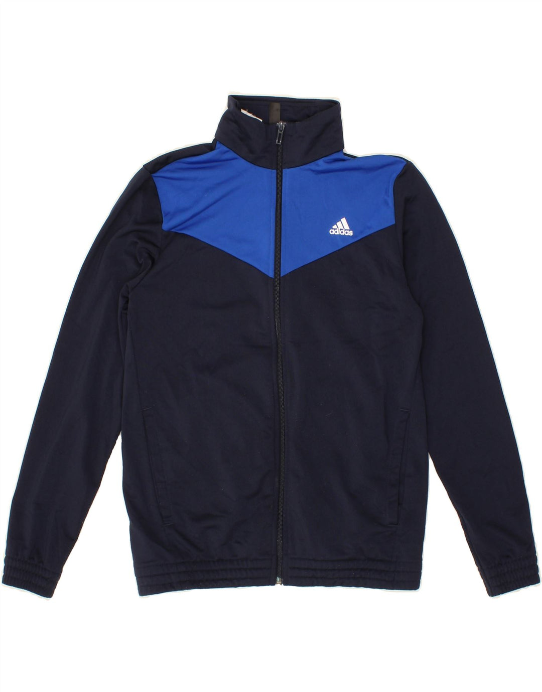 ADIDAS Boys Tracksuit Top Jacket 13-14 Years Navy Blue Colourblock Vintage Adidas and Second-Hand Adidas from Messina Hembry 