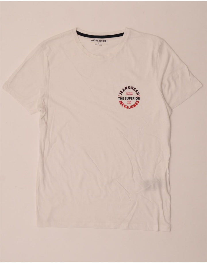Jack & Jones Herre T-Shirt Top Stor Hvid Bomuld