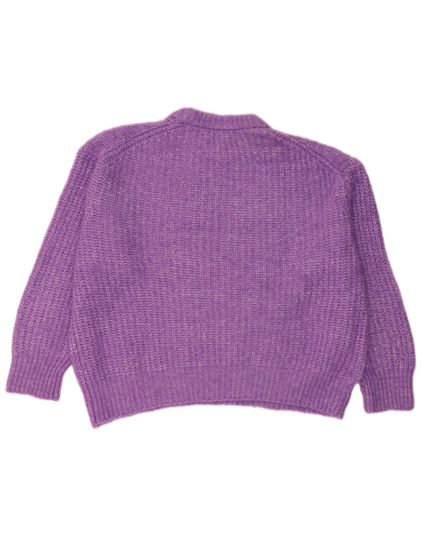 Zara Dame Oversized Crew Neck Jumper Sweater UK 16 Large Purple Polyester