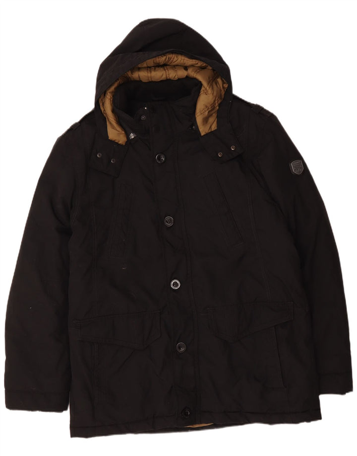 S.Oliver Herre hættepolstret jakke UK 42 XL Sort Polyester