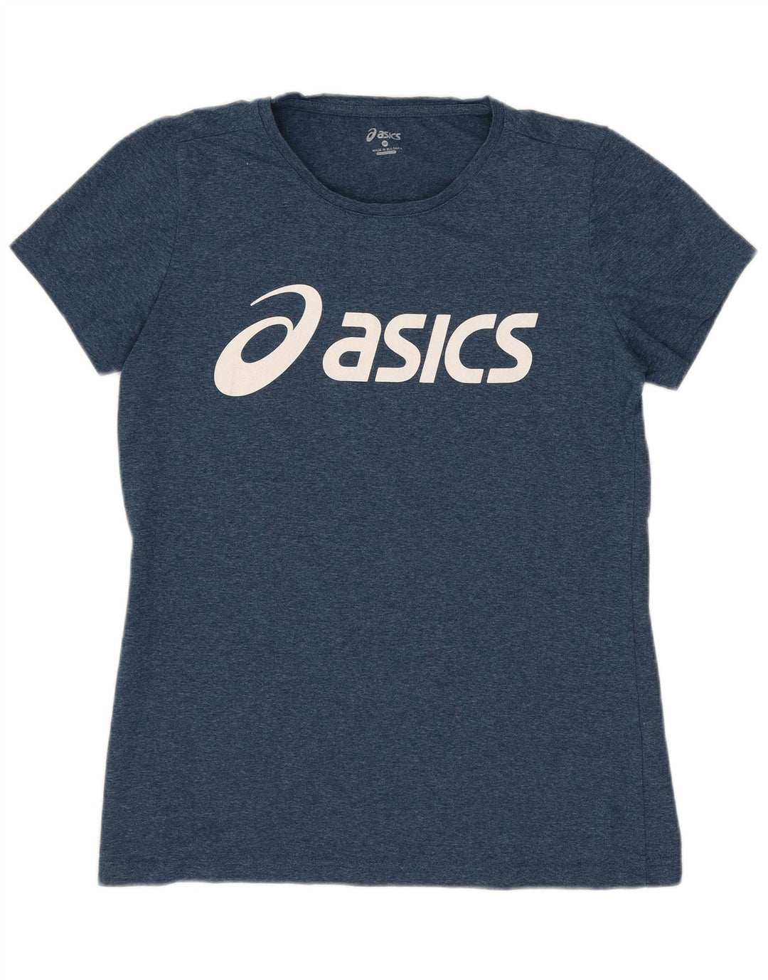 ASICS Grafisk T-shirt top til kvinder UK 12 Medium Navy Blue Flecked Bomuld