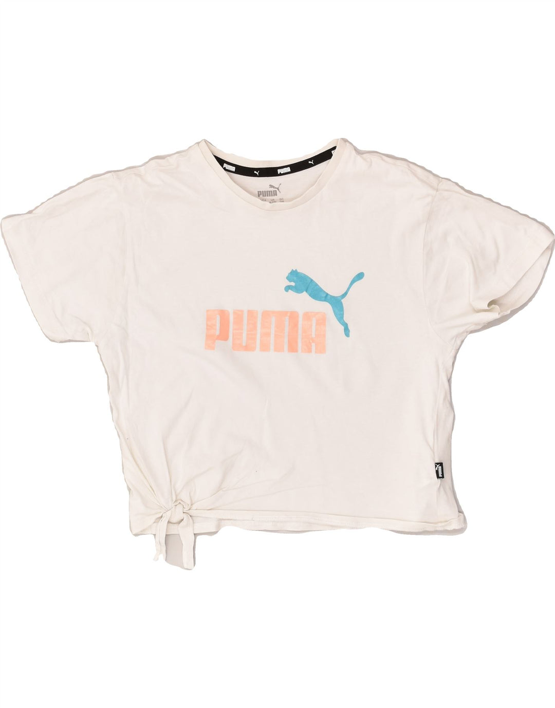 PUMA Girls Graphic T-Shirt Top 9-10 Years White Cotton | Vintage Puma | Thrift | Second-Hand Puma | Used Clothing | Messina Hembry 