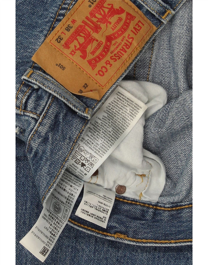 Levi's Herre 501 lige jeans W38 L32 blå bomuld