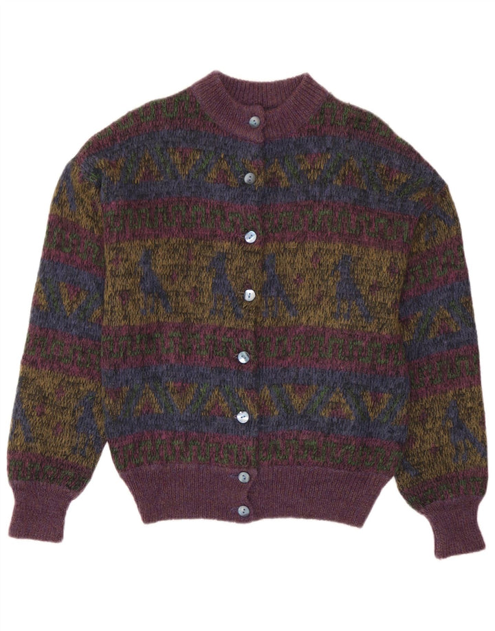 Vintage Dame Cardigan Sweater UK 14 Medium Flerfarvet Geometrisk